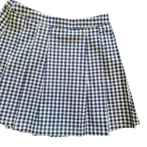 Georgia May Jagger Women's Navy & White Gingham Checked Cotton/Poly/Spandex Plea - Picture 3 of 12